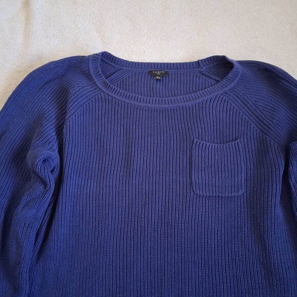 Talbots Women's Size 2X Blue Patch Pocket Crewneck Knit Sweater - Picture 4 of 11